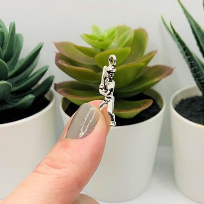 50 Pcs Silver Baseball Player 3D Charms Image 3