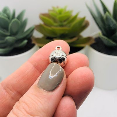 50 Pcs Silver Basketball 3D Charms Image 2