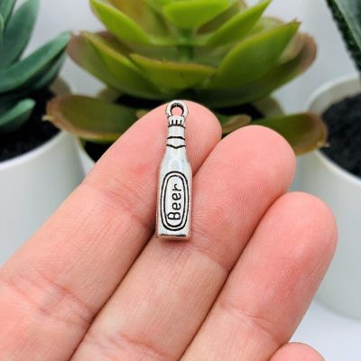 50 Pcs Silver Beer Bottle Charms Image 1