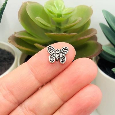 50 Pcs Silver Butterfly Spacer Beads Image 2