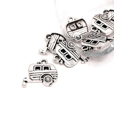 50 Pcs Silver Camping Trailer Charms Image 1