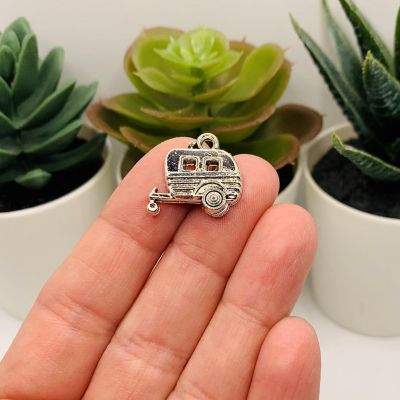 50 Pcs Silver Camping Trailer Charms Image 1