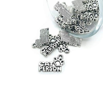 50 Pcs Silver Cat Person Pet Charms Image 1