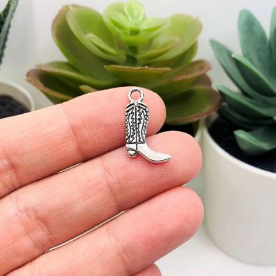 50 Pcs Silver Cowboy Boot Charms Image 1