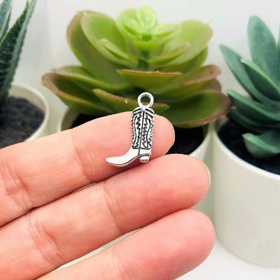 50 Pcs Silver Cowboy Boot Charms Image 2