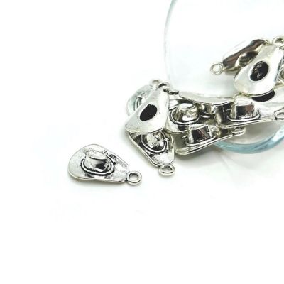 50 Pcs Silver Cowboy Hat 3D Charms Image 1