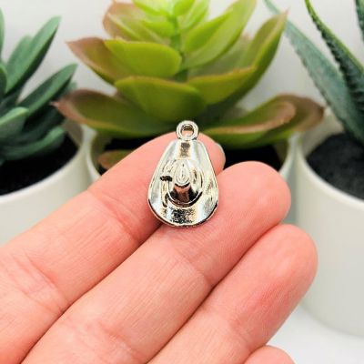 50 Pcs Silver Cowboy Hat 3D Charms Image 1