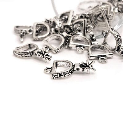 50 Pcs Silver Cowboy Spur 3D Charms Image 1
