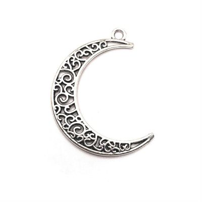 50 Pcs Silver Crescent Moon Charms Image 1