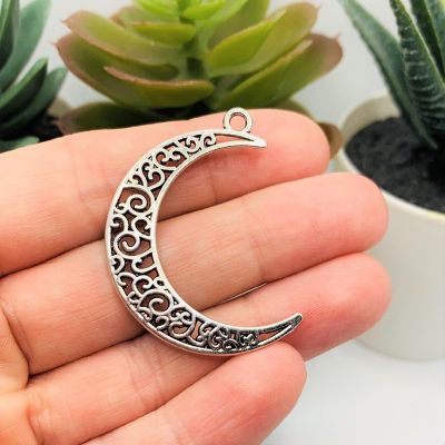 50 Pcs Silver Crescent Moon Charms Image 1