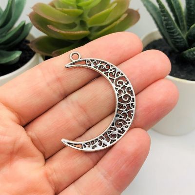 50 Pcs Silver Crescent Moon Charms Image 2