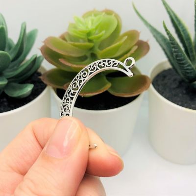 50 Pcs Silver Crescent Moon Charms Image 3