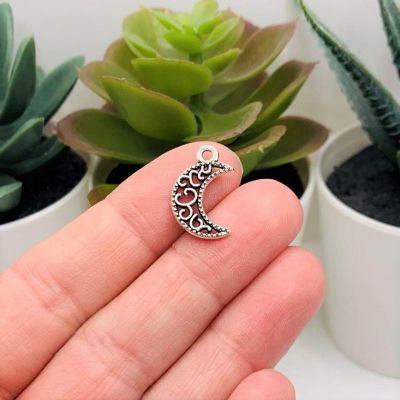 50 Pcs Silver Crescent Moon Charms Image 1