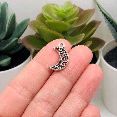 50 Pcs Silver Crescent Moon Charms Image 2