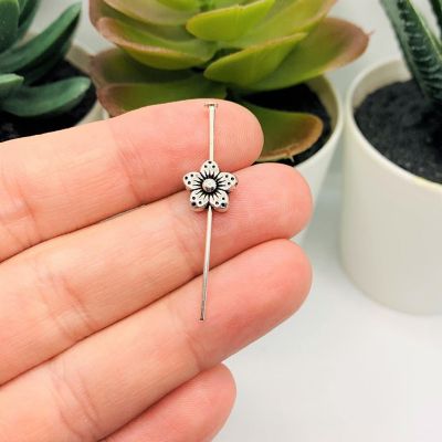 50 Pcs Silver Daisy Flower Spacer Beads Image 1