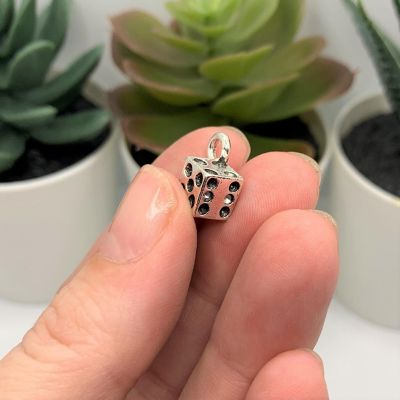 50 Pcs Silver Dice Gambler 3D Charms Image 1