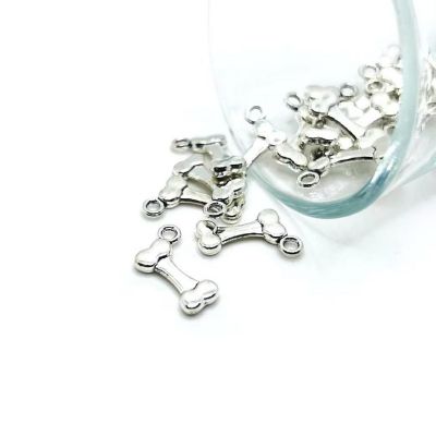 50 Pcs Silver Dog Bone 3D Charms Image 1