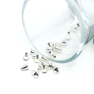50 Pcs Silver Earring Back Stoppers Image 1