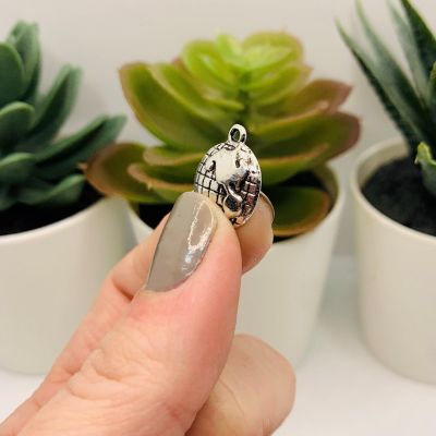 50 Pcs Silver Earth Globe Charms Image 3