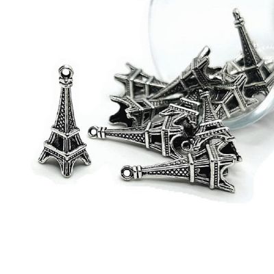 50 Pcs Silver Eiffel Tower 3D Charms Image 1