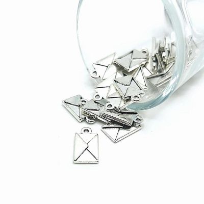 50 Pcs Silver Envelope Letter Charms Image 1