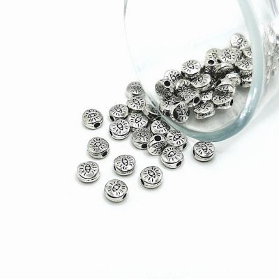 50 Pcs Silver Evil Eye Spacer Beads Image 1