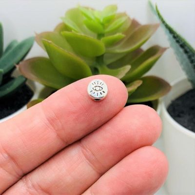 50 Pcs Silver Evil Eye Spacer Beads Image 2