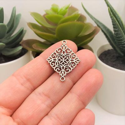 50 Pcs Silver Filigree Connector Charms Image 1