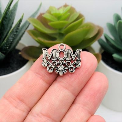 50 Pcs Silver Filigree Mom Charms Image 1