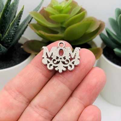 50 Pcs Silver Filigree Mom Charms Image 2