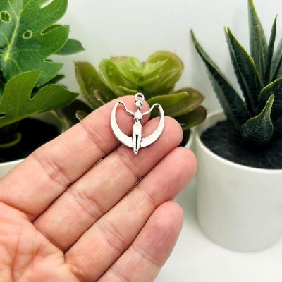 50 Pcs Silver Goddess with Drapes Charm Image 1