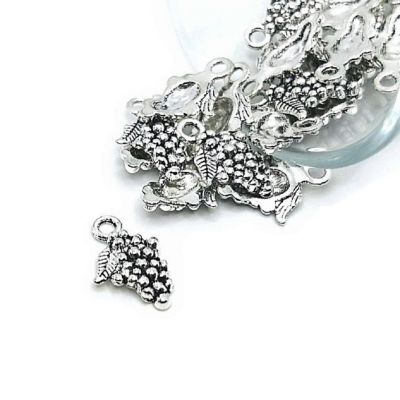 50 Pcs Silver Grape Bunch Wine Charms Image 1
