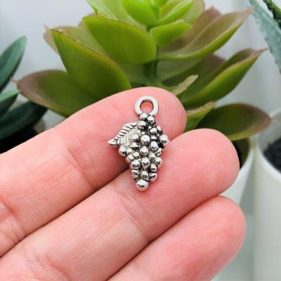 50 Pcs Silver Grape Bunch Wine Charms Image 1