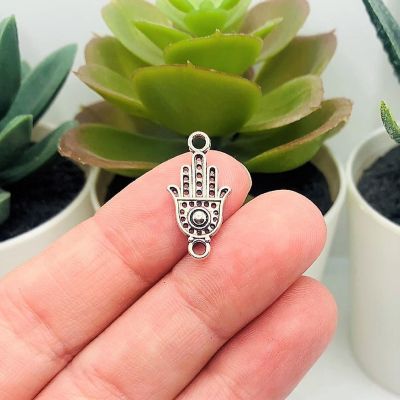 50 Pcs Silver Hamsa Hand Connectors Image 1