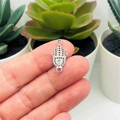 50 Pcs Silver Hamsa Hand Connectors Image 2