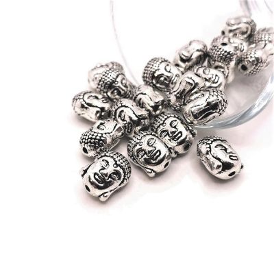50 Pcs Silver Happy Buddha Head Beads Image 1
