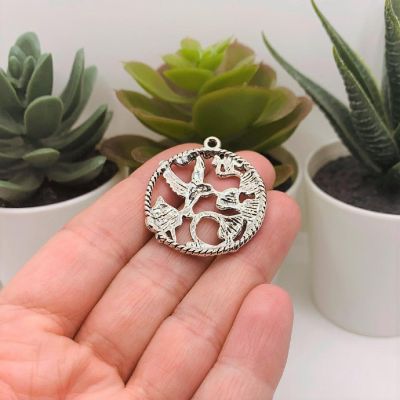 50 Pcs Silver Hummingbird Pendant Charms Image 2