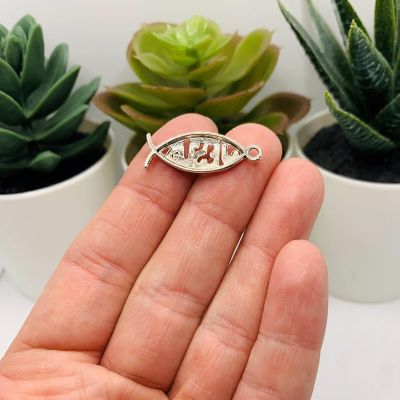 50 Pcs Silver Icthys Jesus Fish Charms Image 2