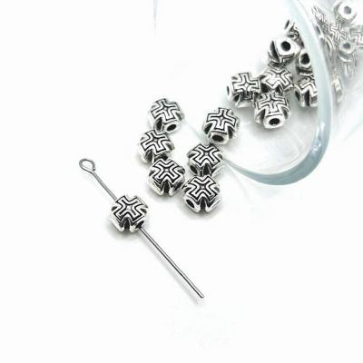 50 Pcs Silver Iron Cross Spacer Beads Image 1