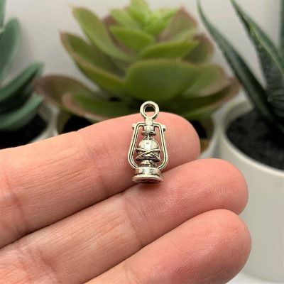 50 Pcs Silver Lantern 3D Charms Image 1