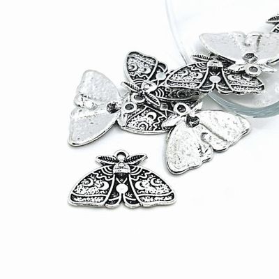 50 Pcs Silver Lunar Moth Charms Image 1