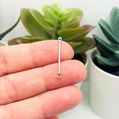 50 Pcs Silver Minimalist Bar Connectors Image 1