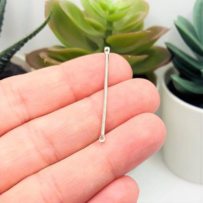 50 Pcs Silver Minimalist Bar Connectors Image 1