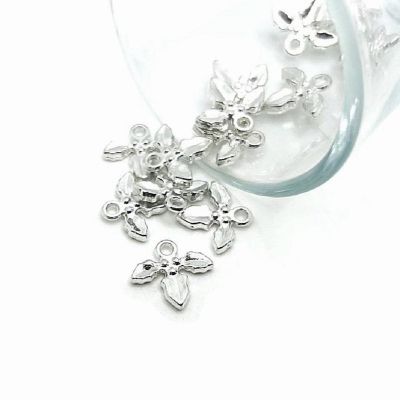 50 Pcs Silver Mistletoe Christmas Charms Image 1