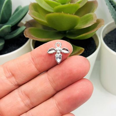 50 Pcs Silver Mistletoe Christmas Charms Image 1