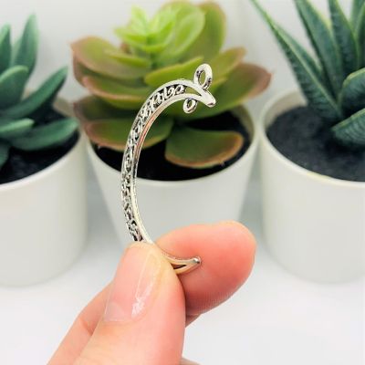 50 Pcs Silver Moon Double Hoop Charms Image 3