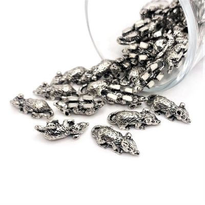 50 Pcs Silver Mouse Rat 3D Charms Image 1