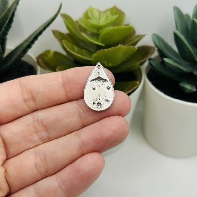 50 Pcs Silver Mushroom Charms Image 2