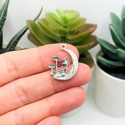 50 Pcs Silver Mushroom in Moon Charms Image 2