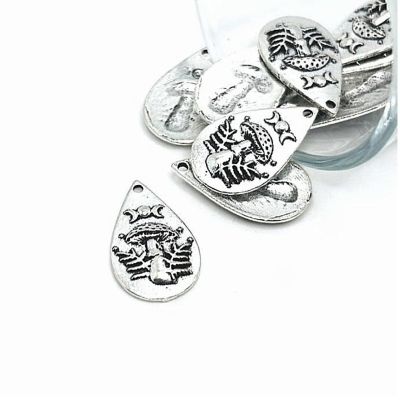 50 Pcs Silver Mushroom Pendant Charms Image 1